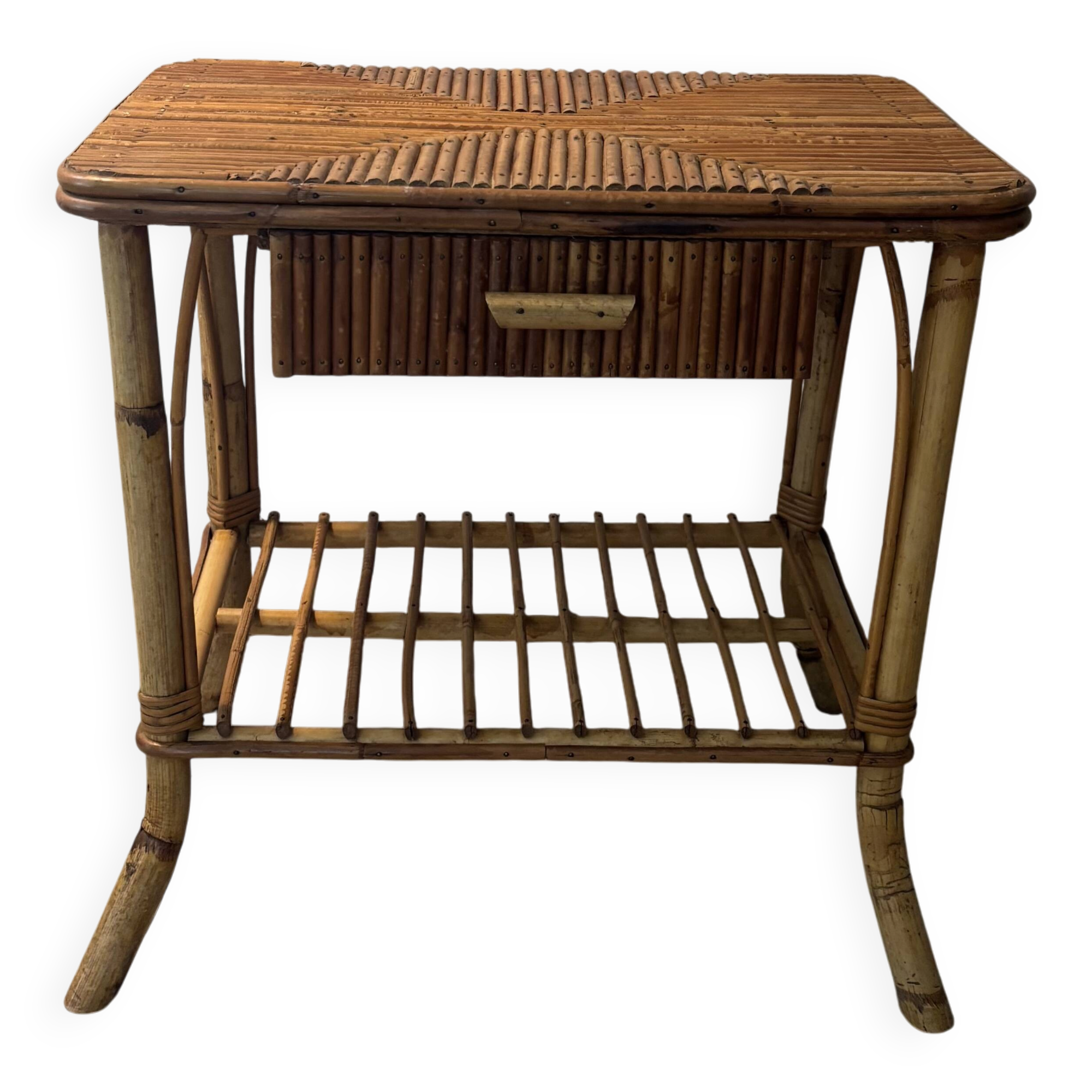 Rattan bedside table