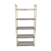 Etagère bibliothèque 1970 métal doré et verre fumé
