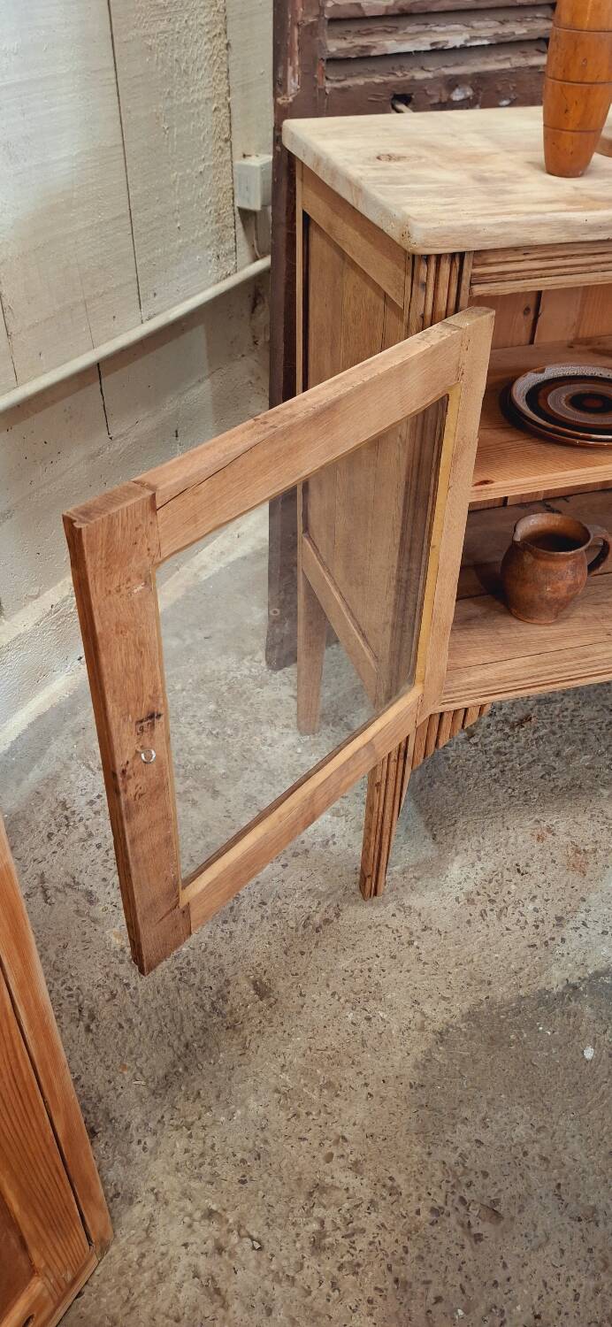 Old glass sideboard on legs