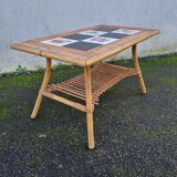 Audoux coffee table, rattan & earthenware