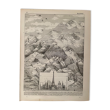 Lithograph engraving on the mountain of 1897