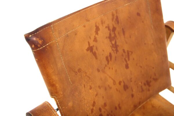Fauteuil ''Safari'' en cuir, Aage Bruun & Son, Danemark, 1960