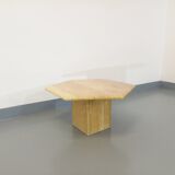 Vintage travertine hexagonal coffee table from the 70s 80s