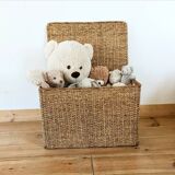 Vintage woven wicker trunk