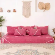 Moroccan cotton pink rug for the floor.