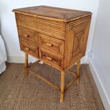 Chest of drawers in rattan marquetry
