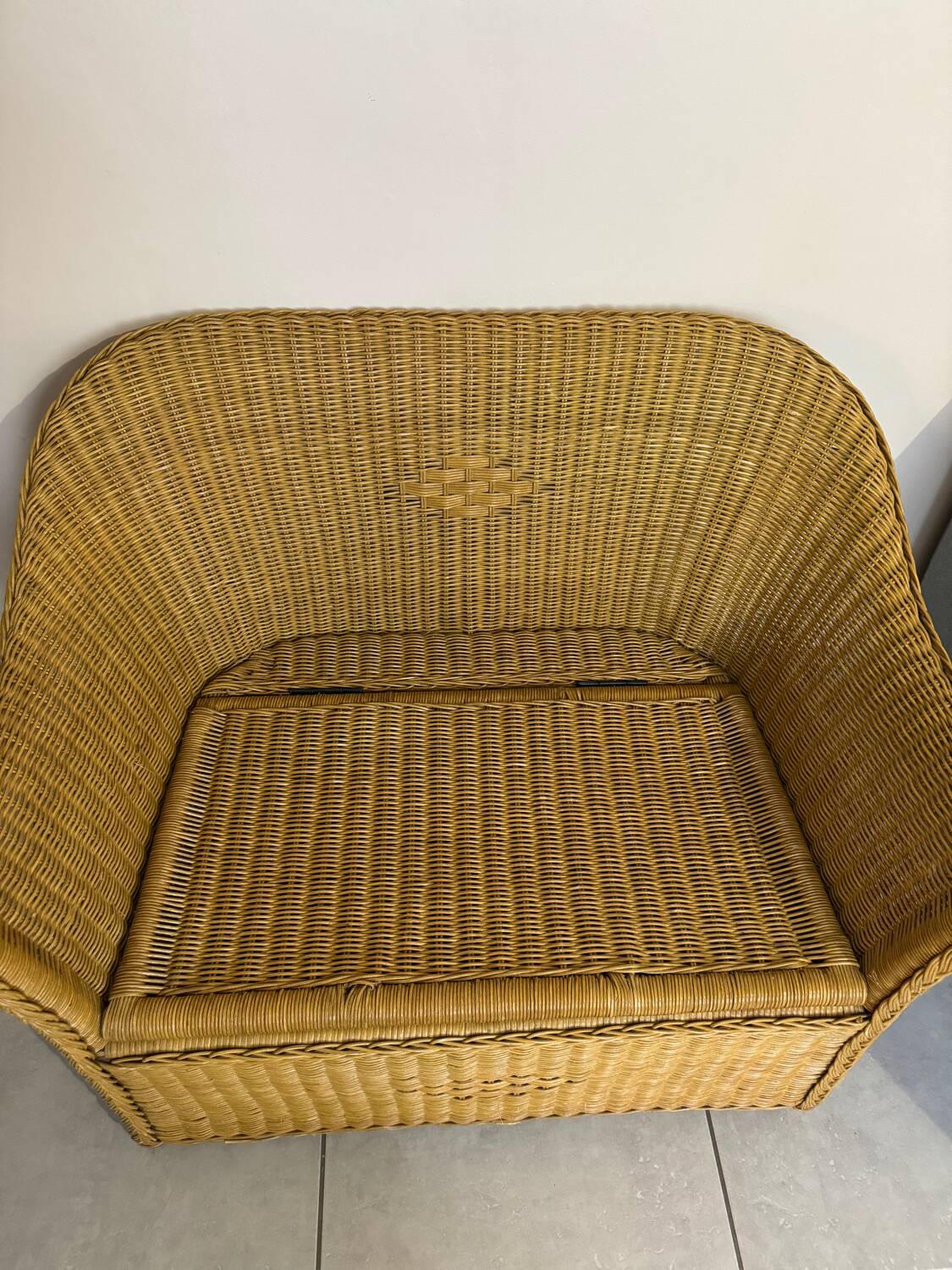 Rattan storage bench