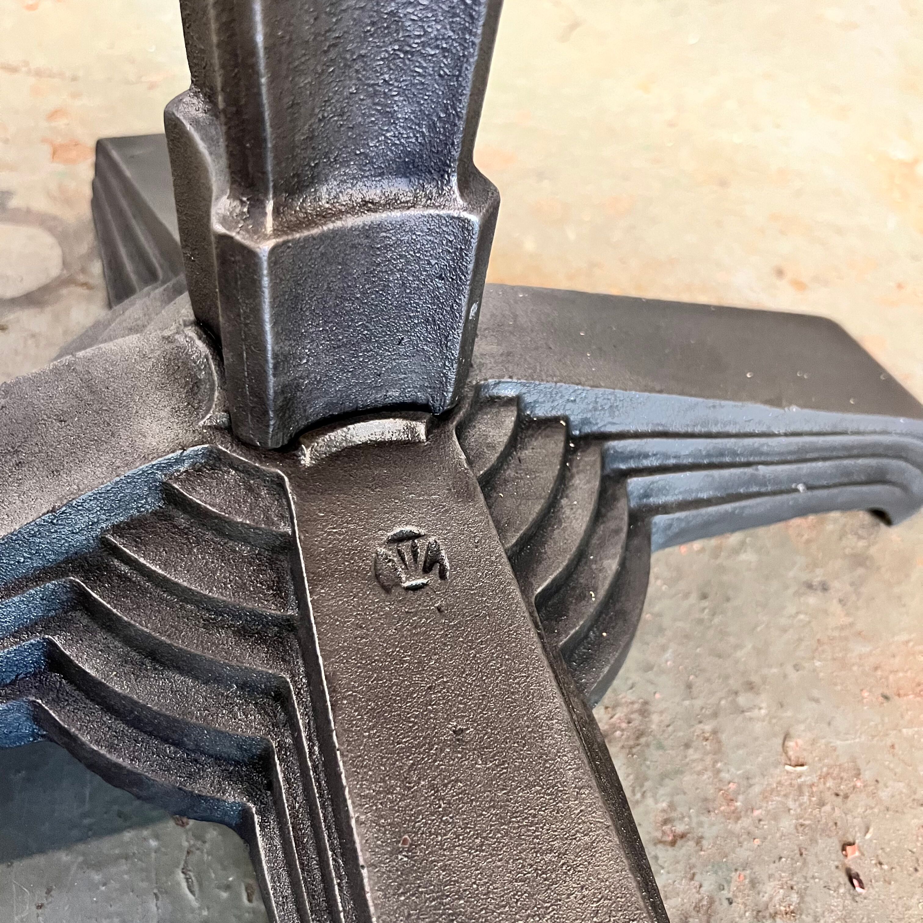 Old cast iron pedestal table brand LV