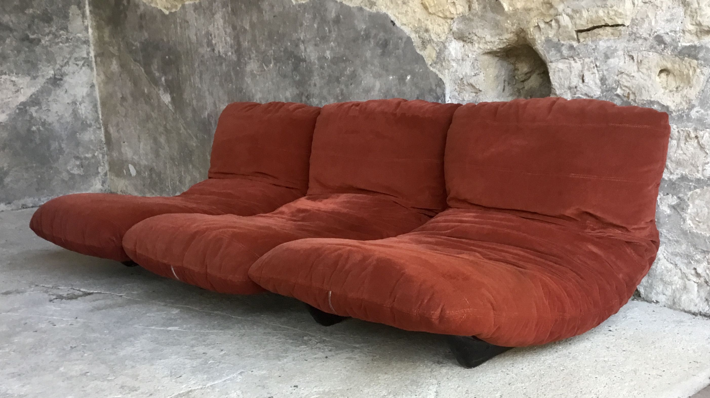 3-seater sofa marsala by Michel Ducaroy for Roset France - design 1970