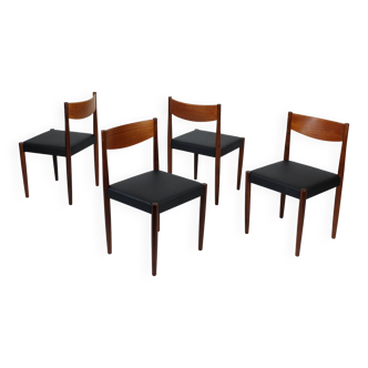 Ensemble de quatre chaises de salle à manger Stuhl en teck danois par Poul M. Volther pour Frem Røjle Mid-Century années 60