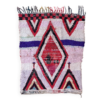 Moroccan Boucherouite rug white - 113 x 145 cm