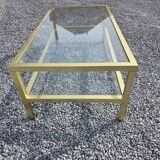 Table basse Pierre Vandel en métal doré brossé années 70