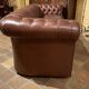 brown leather 3-seater Chesterfield sofa