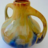 Vase with enamelled polychrome sandstone vase with crystallization glaze