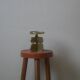 Brutalist brass candle holder, golden metal chandelier, vintage Scandinavian design.