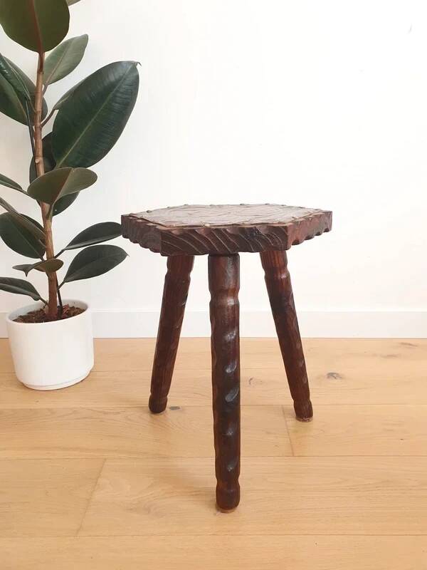 Vintage brutalist tripod stool