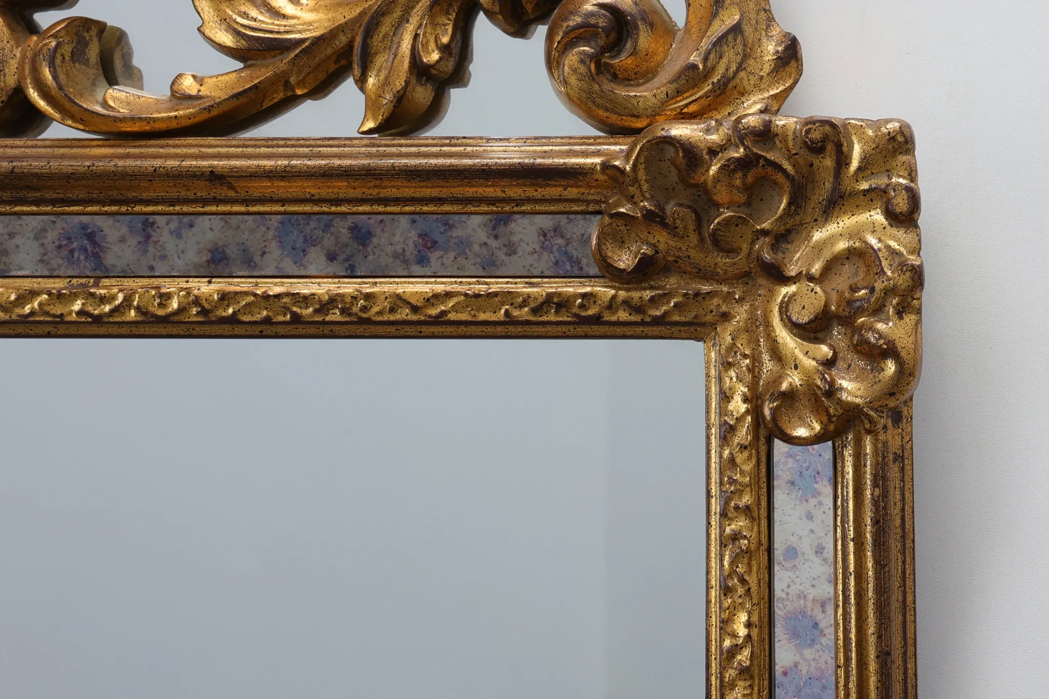 Mirror with Acanthus Crest and Marbled Borderby Deknudt, Belgium, 20th Cent