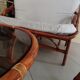 Sofa armchairs and coffee table in vintage rattan of six pieces