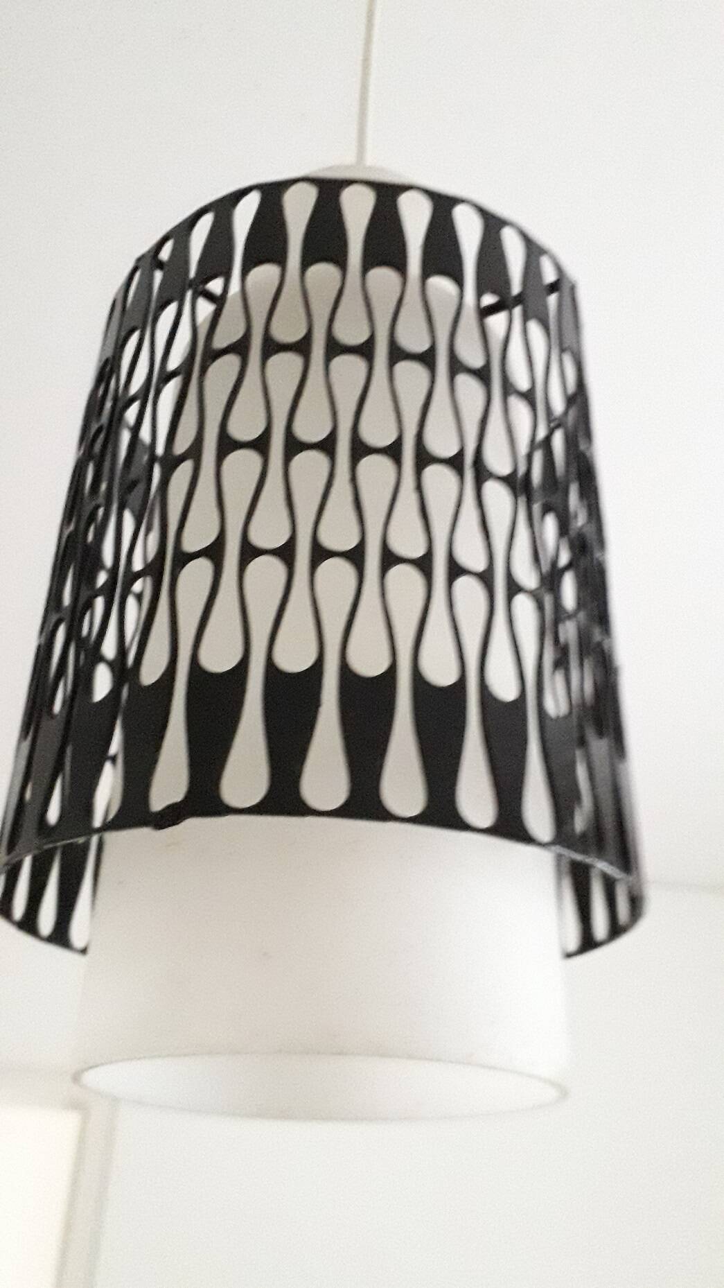 Vintage opaline and metal pendant light