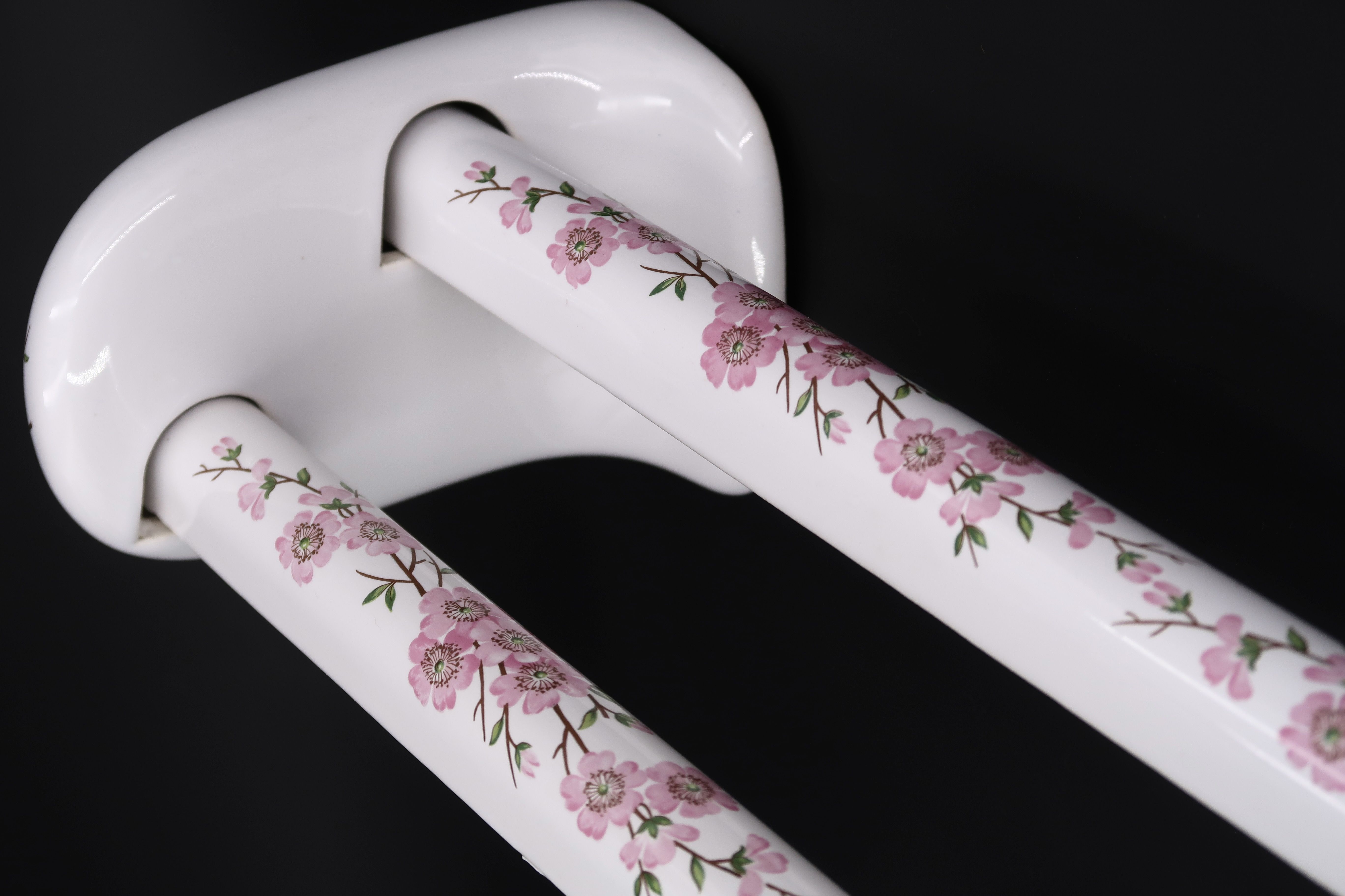 Paris porcelain towel rack, floral decoration, 60s