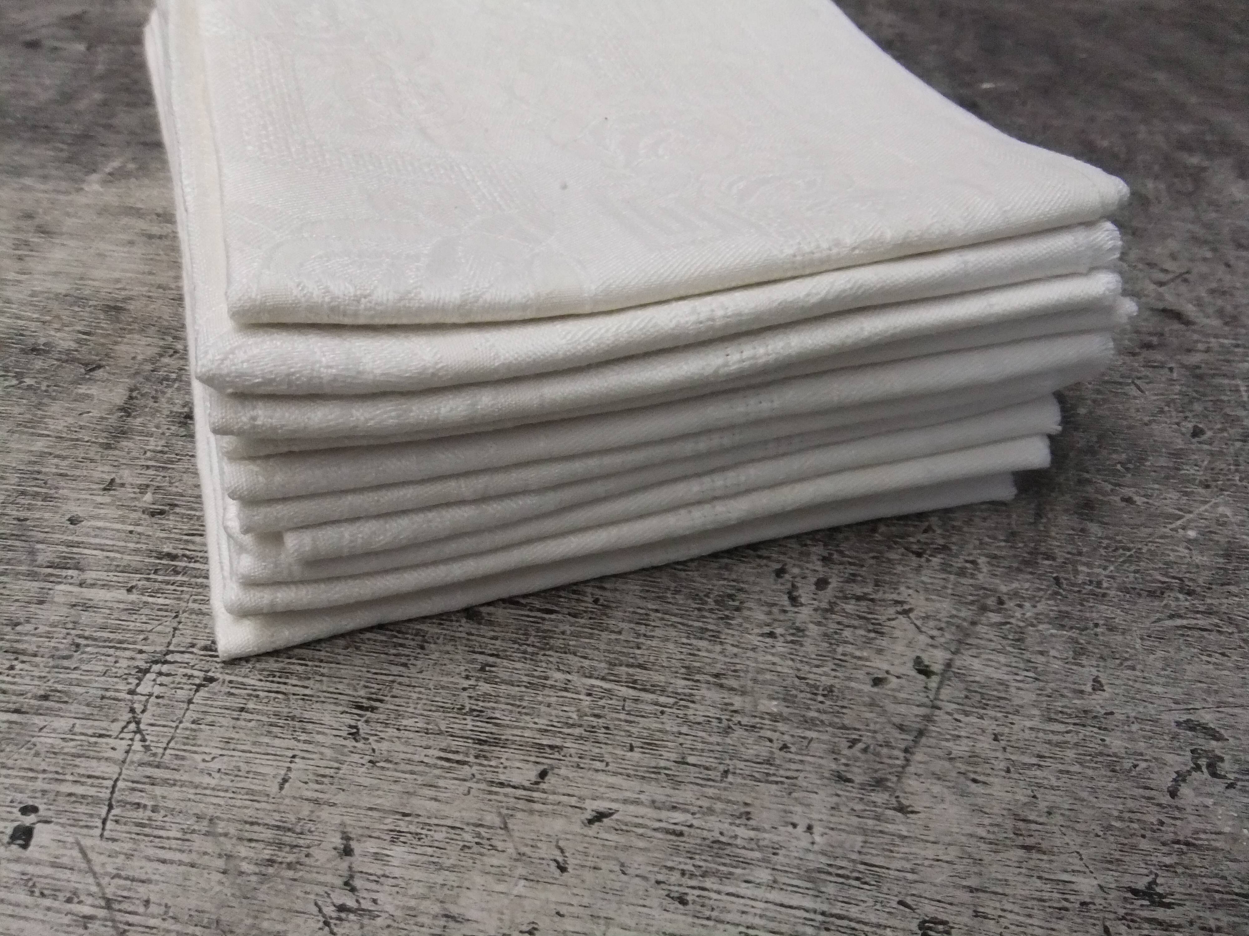 Old art nouveau damask napkins foral 60 cm
