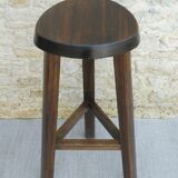 High tripod stool, bar, solid wood, brutalist