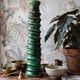 Large Tamegroute candlestick in green glazed terracotta, Morocco, 1960s-1970s.