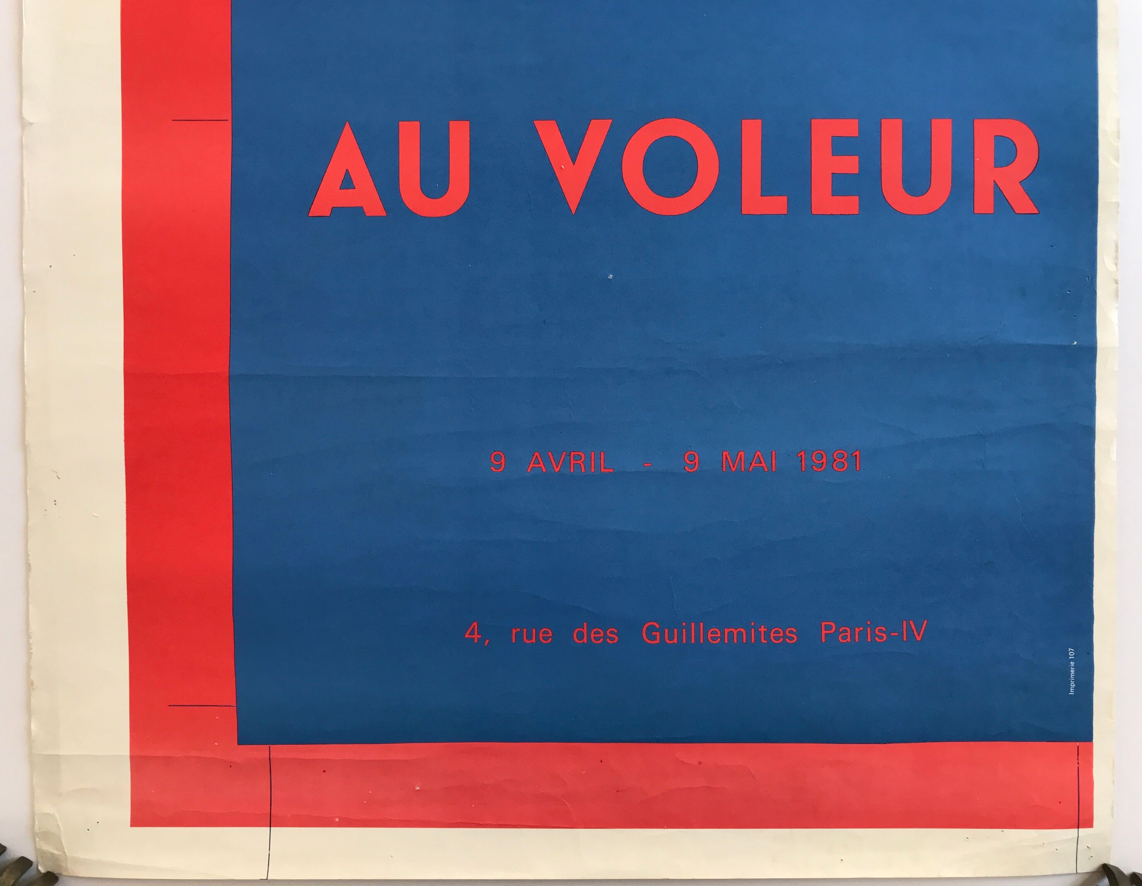 Original poster by Daniel Pommereulle, atelier Franck Bordas, au voleur, 1981