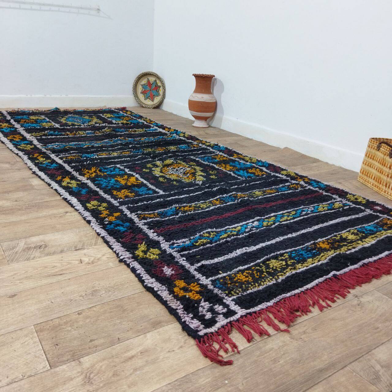 Handmade wool Berber rug 340x140 cm