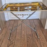 Coffee table with amber Bakelite top, turtle pattern, Vintage 70's