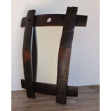 Brutalist vintage mirror in solid wood