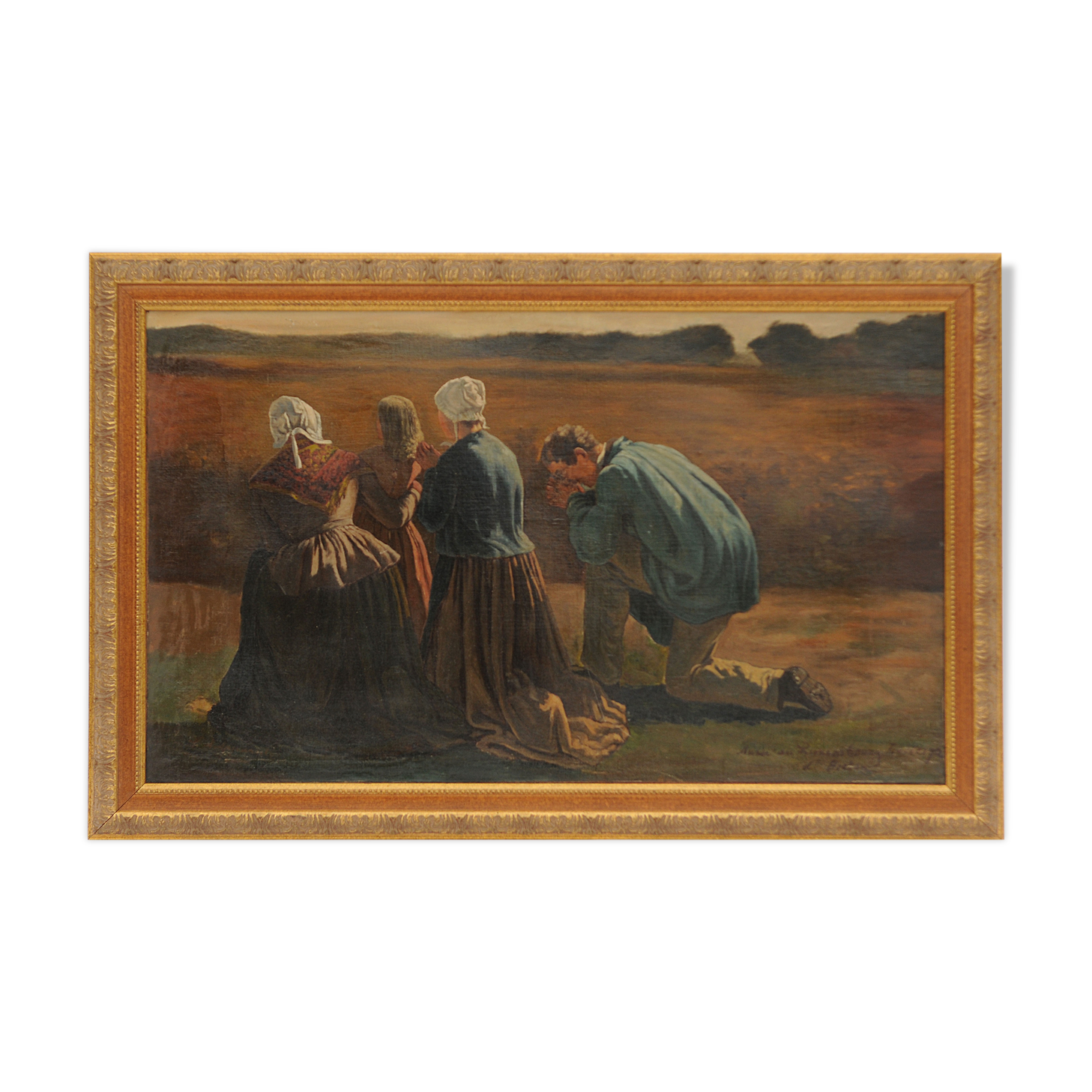 Oil on canvas "Peasants in prayer"