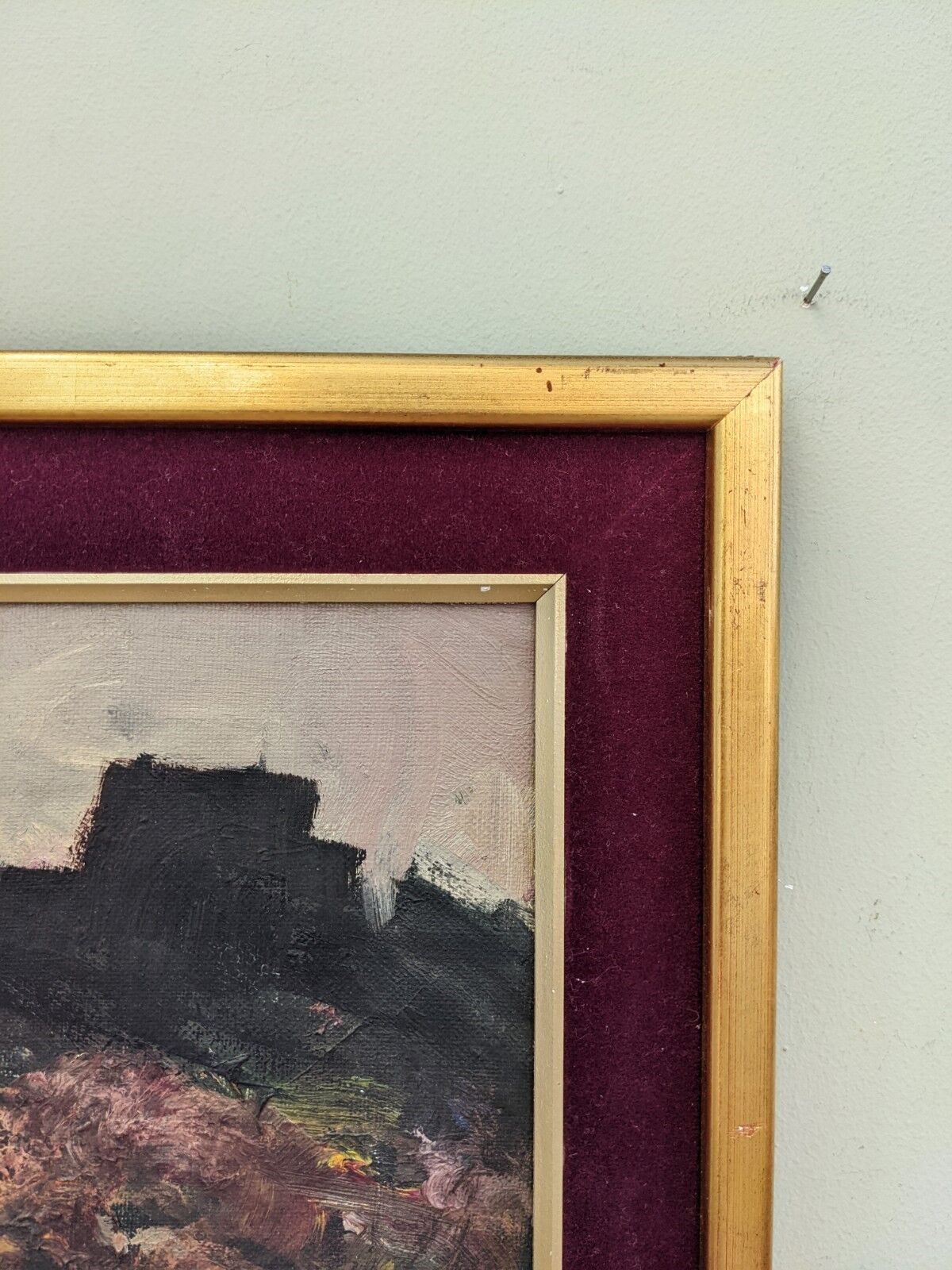 Mid-Century Modern "Break of Day" Swedish Abstract Landscape Oil Painting, Framed