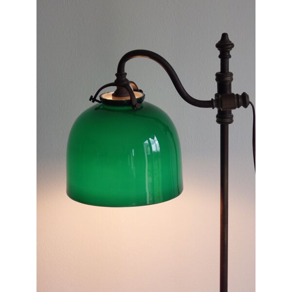 Lampe de bureau classique avec globe en opaline verte | Selency