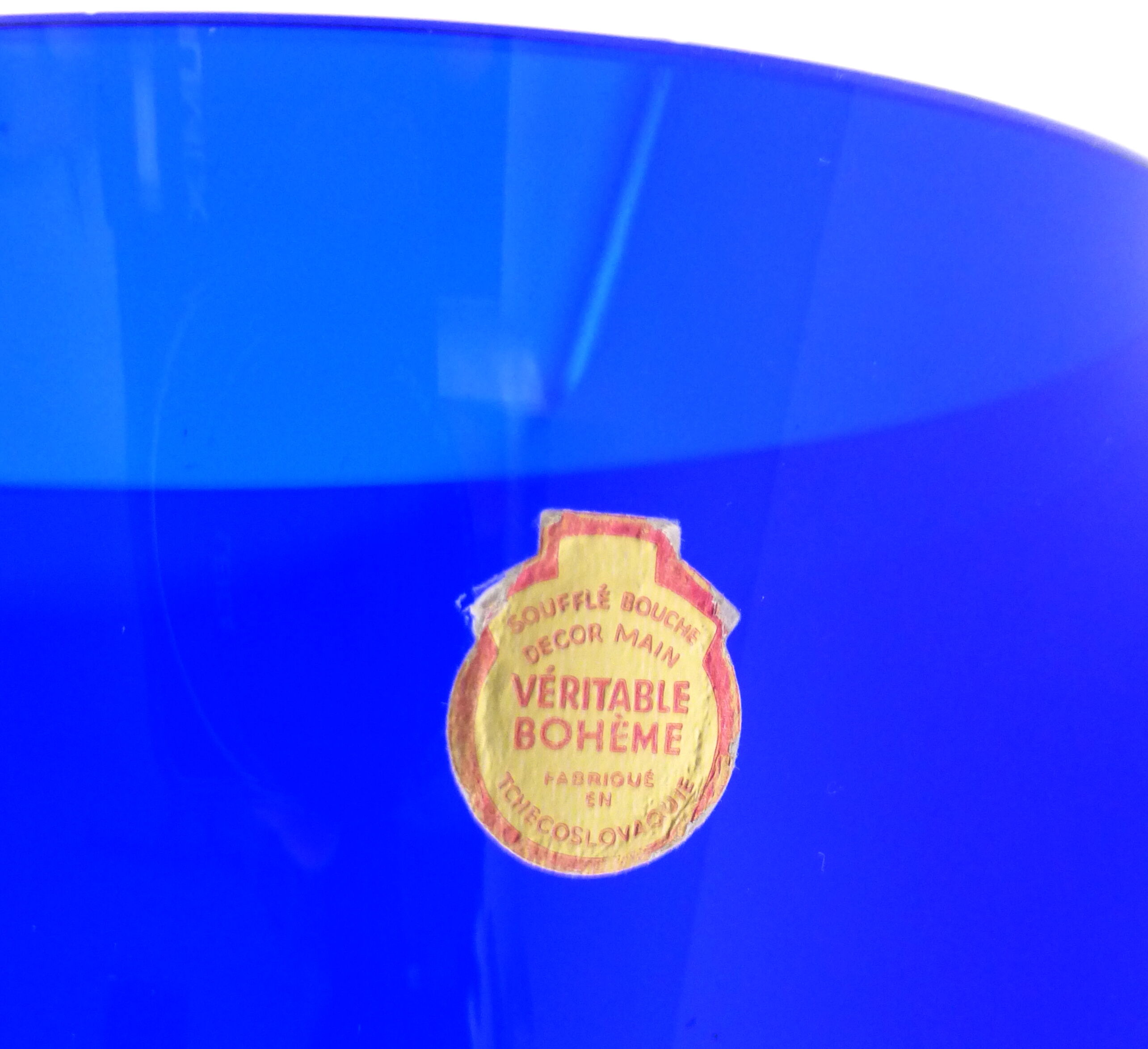 Czech cobalt blue parquet vase 1950-1960