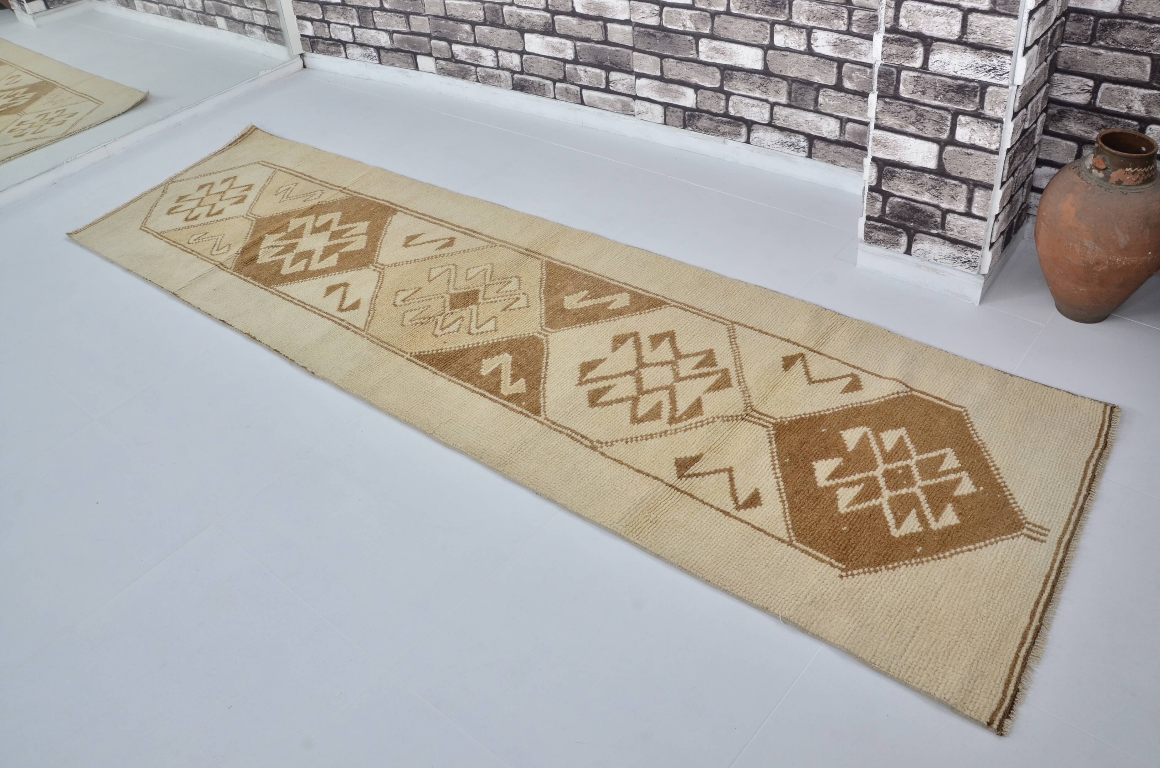 White Tribal Oushak Turkish Runner sku 2071