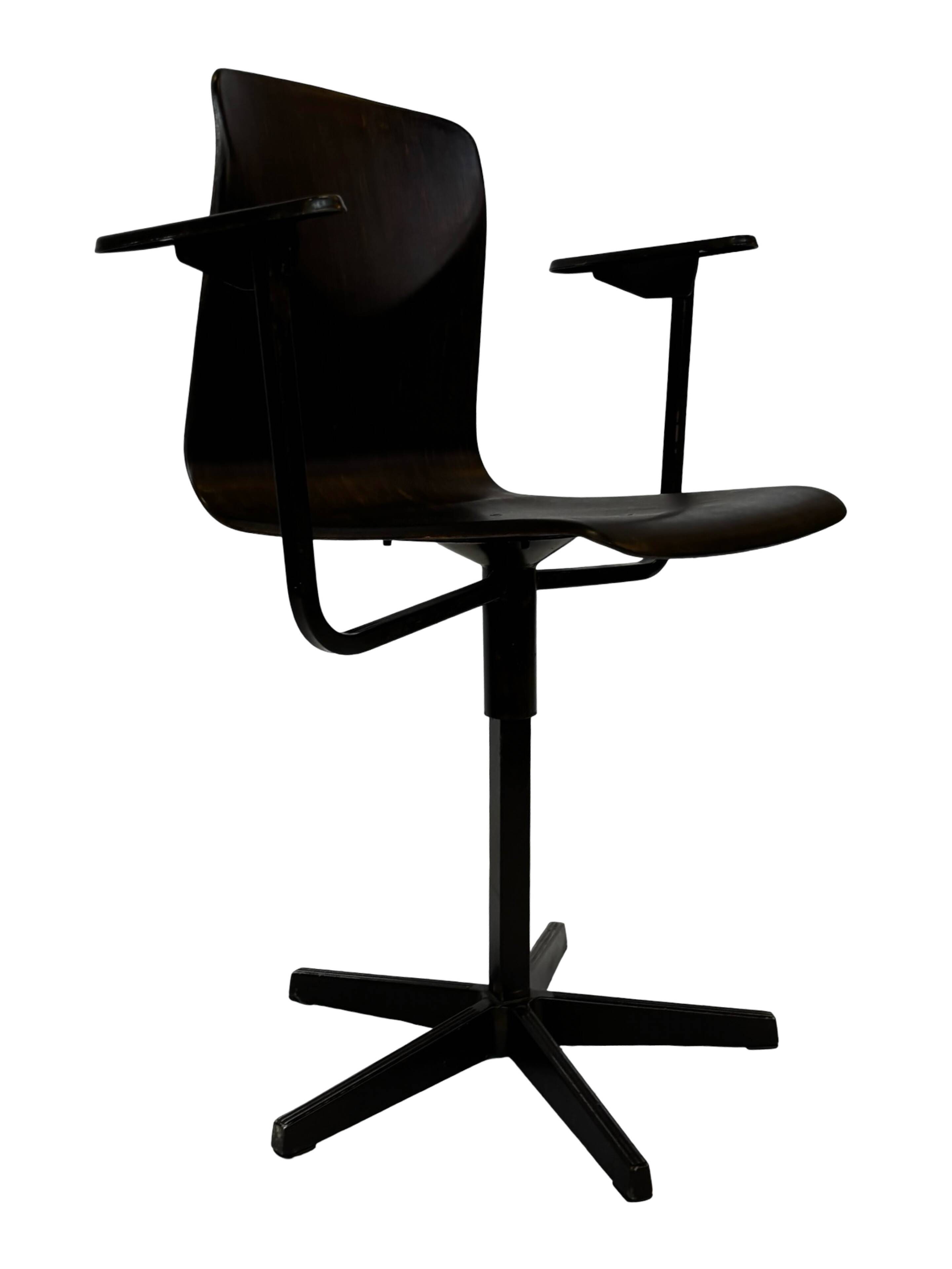 Vintage Galvanitas Pagholz school chair work with armrests dutch design