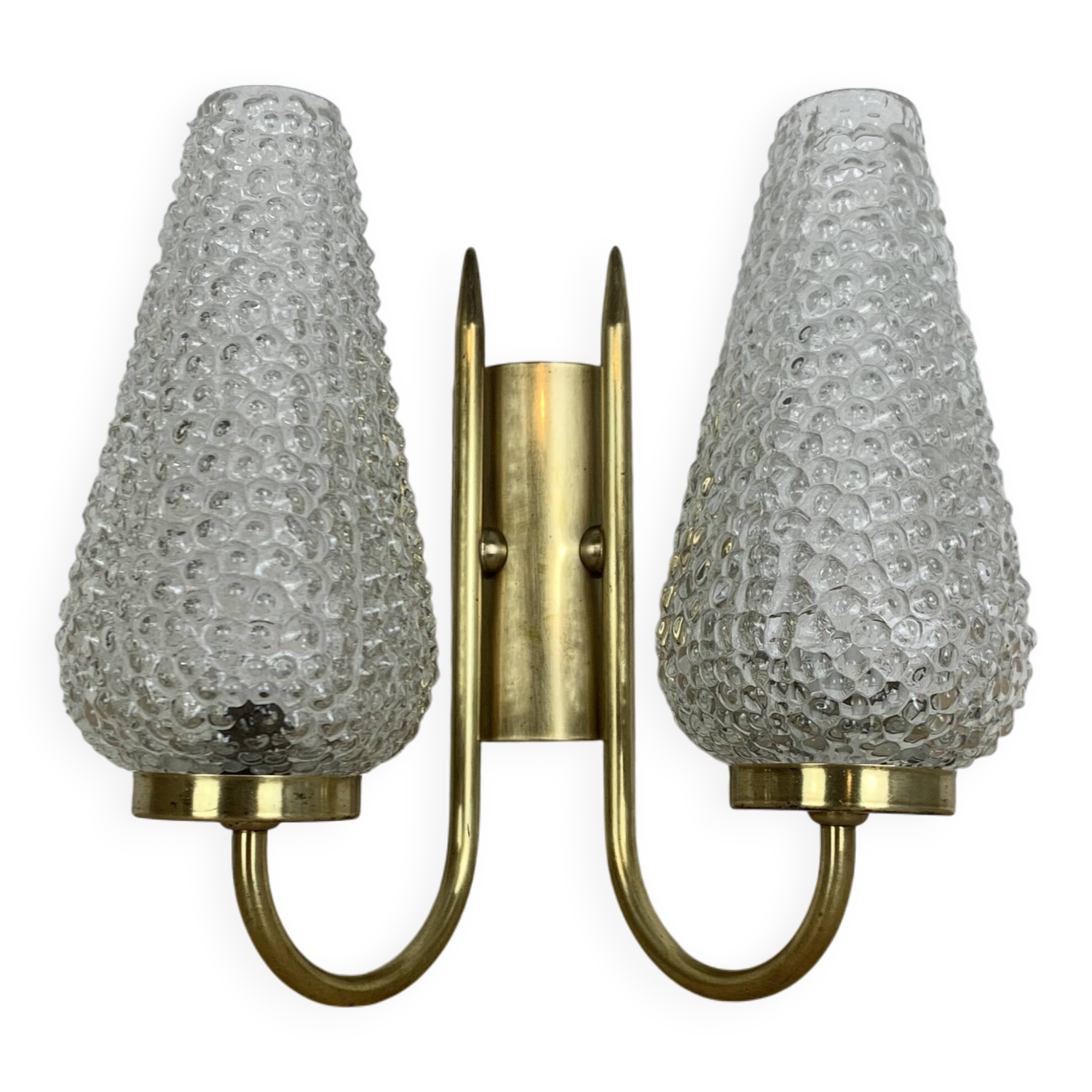 1950s brass and tulip Bubble wall lamp