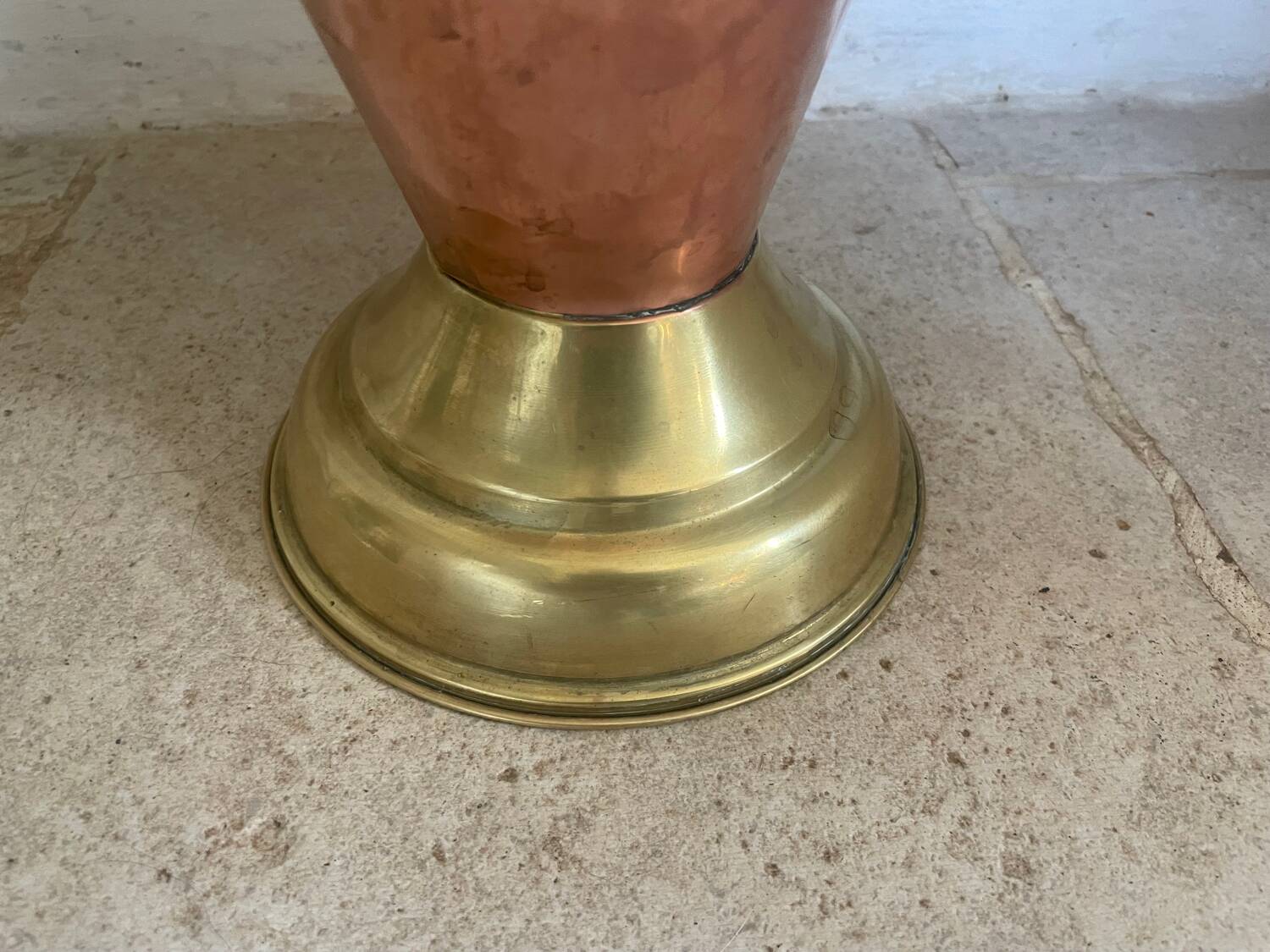Vintage copper and brass umbrella stand