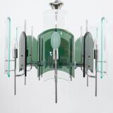 Large glass pendant lamp in Fontana Arte style, mid-century, Italy, 1960s.