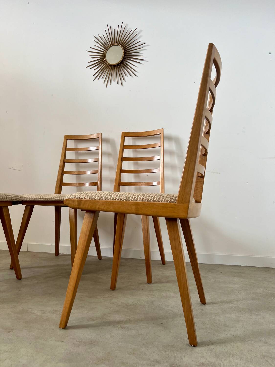 Set of 4 Scandinavian design beech chairs from the 70s vintage