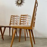 Set of 4 Scandinavian design beech chairs from the 70s vintage