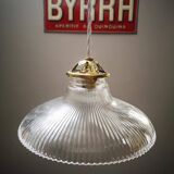 Art deco holophane streaked glass suspension 1930