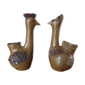 2 vases zoomorphes en céramique, signés années 50