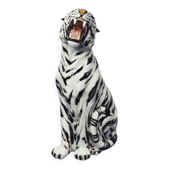 Sculpture tigre blanc en céramique