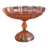 Coupe sur pied ancienne en verre rose portieux – vintage / art déco