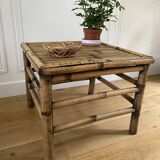 Vintage square bamboo coffee table, H. 38cm W. 47cm D. 47cm