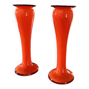 Paire de Vases à col étroit (ou tulipiers) an'70