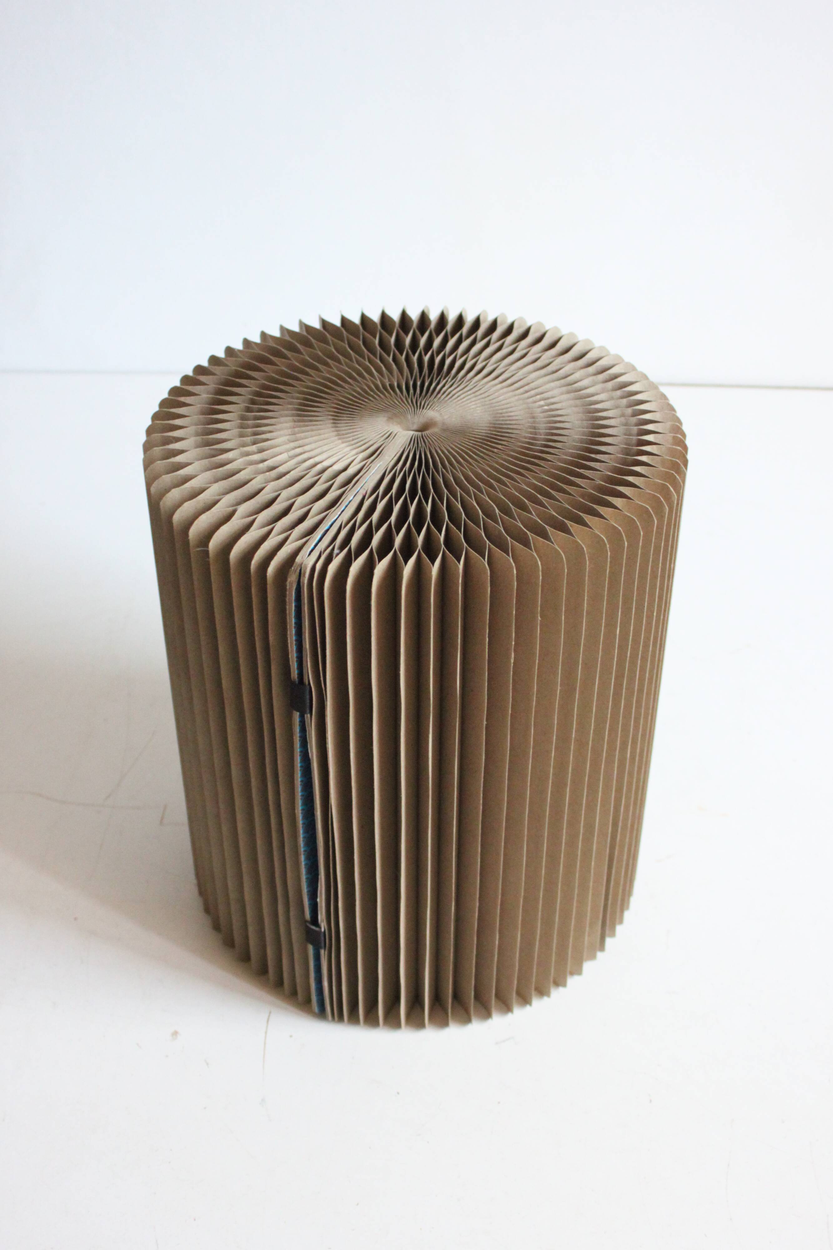 Cardboard Harmonica Side Table With Glass Top, 1970s