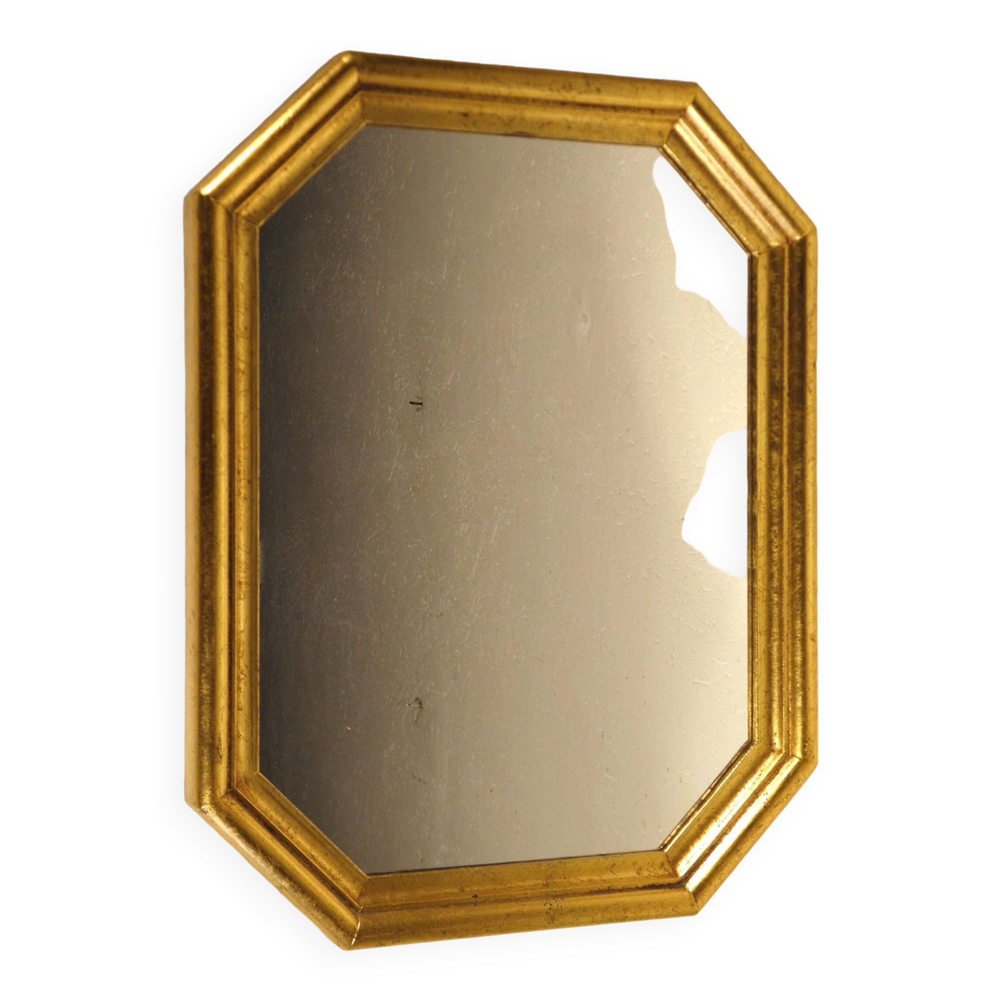 Miroir octogonal en bois doré 45 x 34